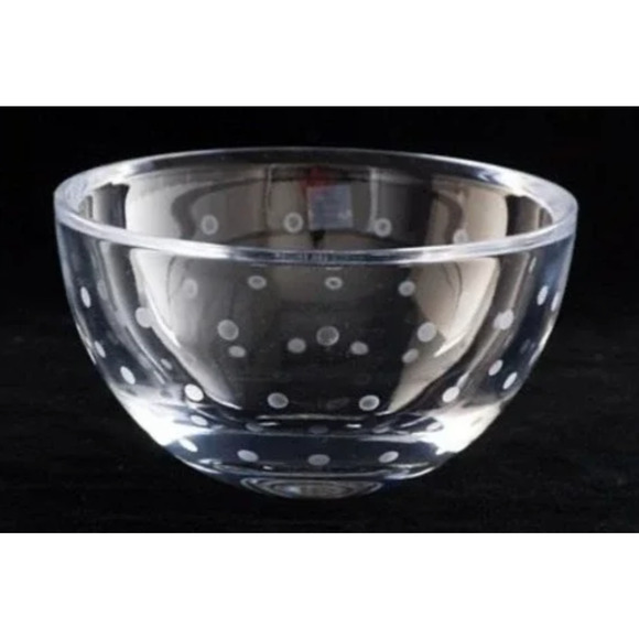 Kate Spade Lenox Larabee Dot Round Bowl 6" Lead Crystal Polka Dot Modern Elegant - Picture 1 of 7